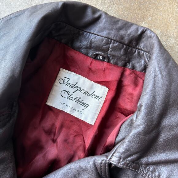 VINTAGE 70S 80S BROWN LEATHER TRENCH COAT JACKET PATINA FITS WOMENS MEDIUM - Picture 4 of 6